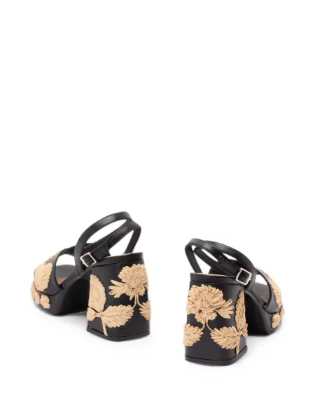 Sandale Castaner cu broderie cu platformă negru
