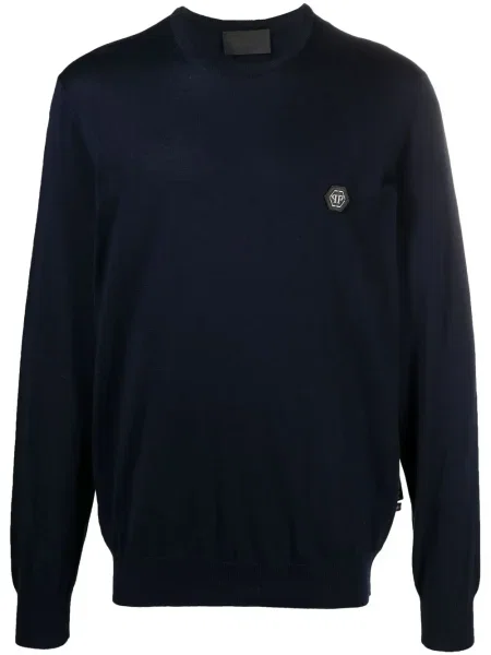 Pulover Philipp Plein cu decolteu rotund albastru