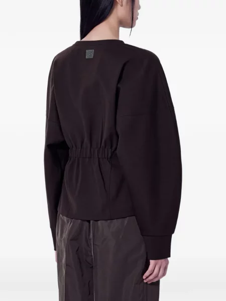 Hanorac crewneck Max Mara cu decolteu rotund maro