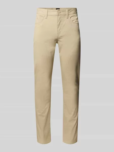 Krój slim fit model chinosy z mieszanka bawełny Boss beżowe
