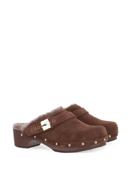 Papuci tip mules Scholl cu blană maro