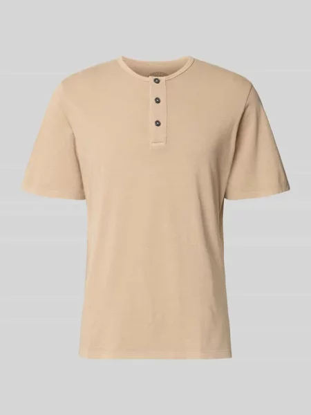 T-shirt z okrągłym dekoltem i listwą guzikową Jack & Jones Premium beżowa