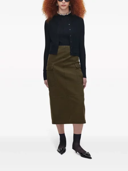 Drobė midi sijonas Marc Jacobs iki kelių žalia