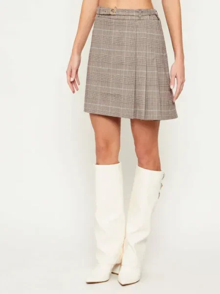 GUESS Fustă GERALDINE bej deschis / negru / alb maro