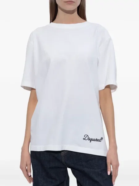 Tricou Dsquared2 cu broderie alb
