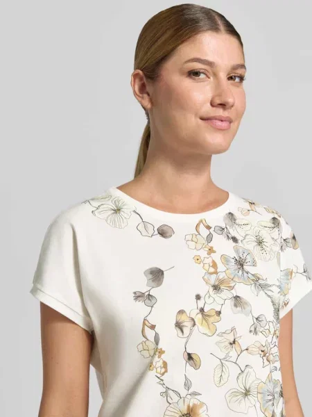 T-shirt z czystej bawełny Marc Cain biała