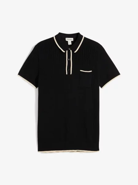 Koszulka polo z dzianiny regular fit czarna
