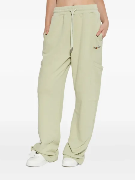 Pantaloni cargo Off-white cu broderie alb