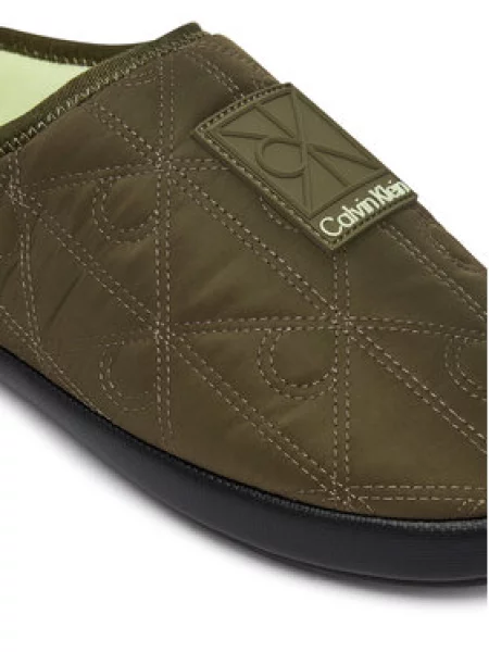 Calvin Klein Copati Home Slipper Quilted Rip Emblem Khaki