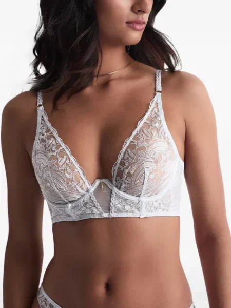 Sutien Aubade cu broderie din satin alb