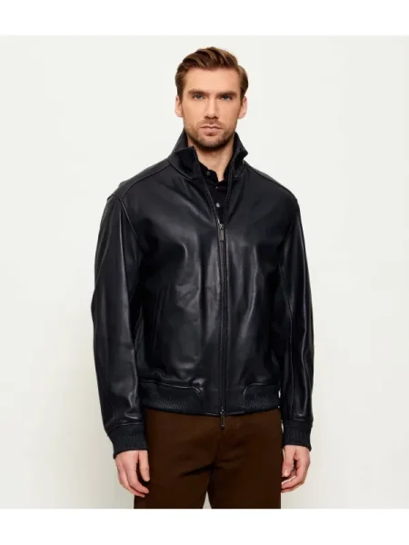 BOSS BLACK Bőr kabát H-Mamun_AM | BOSS x ASTON MARTIN fekete