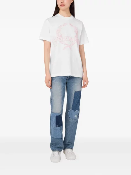 Tricou Moschino cu broderie alb