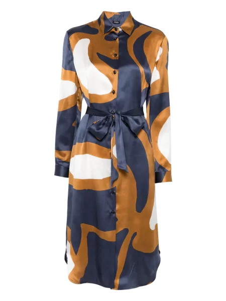Rochie midi Kiton cu imagine până la genunchi de costum albastru