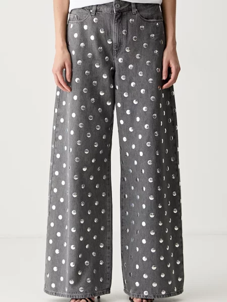 Karl Lagerfeld blugi wide leg pentru femei gri