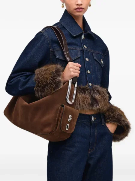 Geantă Marc Jacobs din piele de căprioară maro