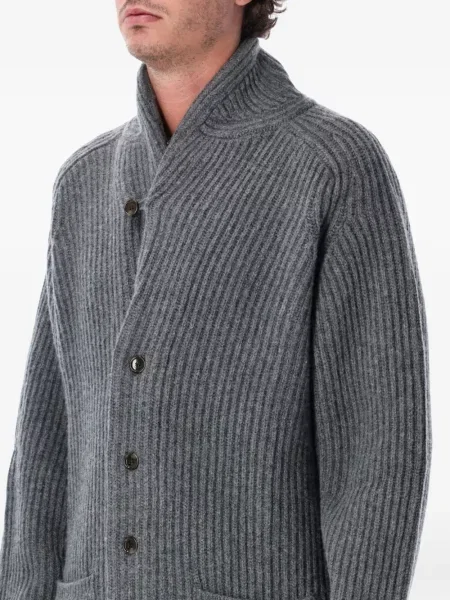 Gulerat cardigan Filson tricotate gri