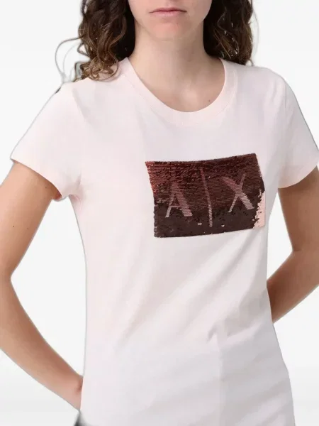 Tricou Armani Exchange cu paiete roz