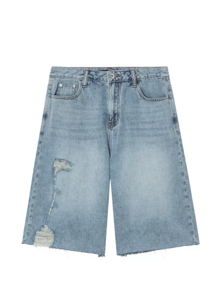 Pantaloni scurți din denim Tout A Coup zdrențuiți albastru