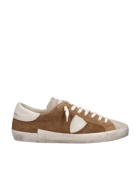 Sneakersy Philippe Model zamszowe do tenisa brązowe
