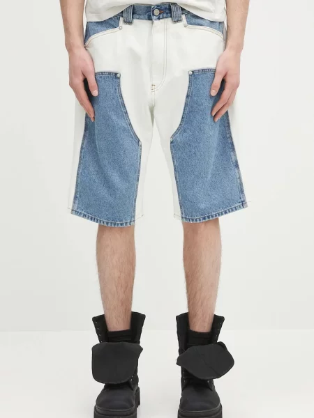Aries szorty jeansowe Patchwork Western Carpenter Shorts wzorzyste niebieski