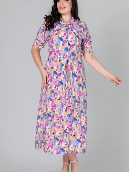 Сукня міді All Posa віскоза/модал рожевий