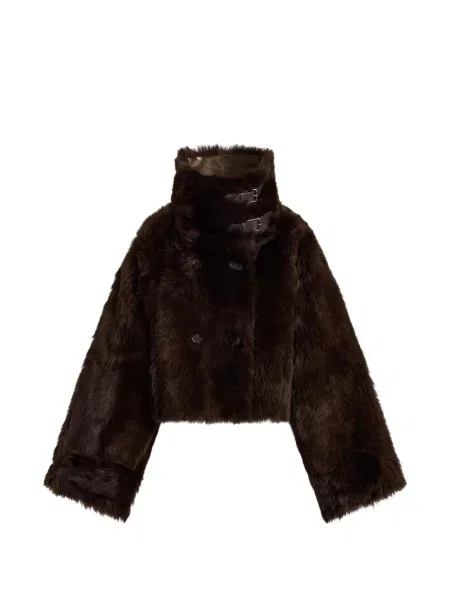 Reversibil geacă Ralph Lauren Collection din piele de oaie maro