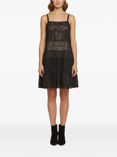 Rochie mini Zimmermann cu volane din dantelă negru