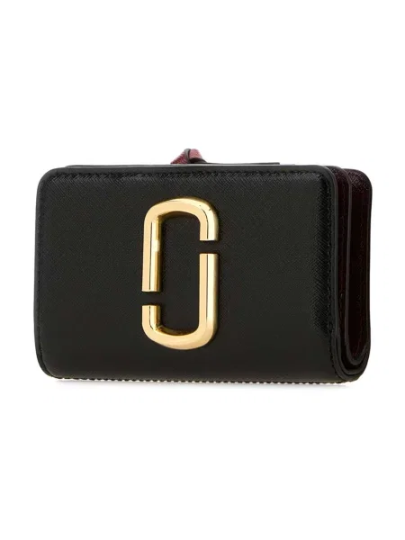 Marc Jacobs Portfel Z Skóry Saffiano The Snapshot Compact Wallet schwarz czarny