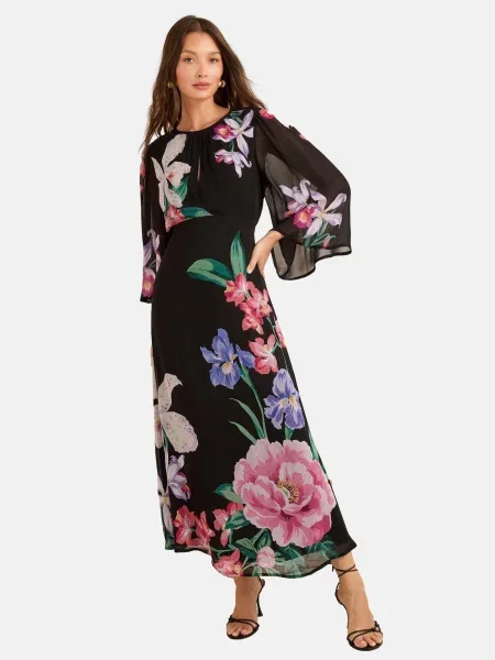 Love & roses Rochie verde / lila / roșu negru