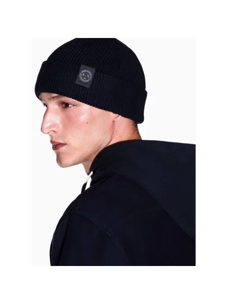 Armani Exchange căciulă pentru bărbați cu amestec de lână negru