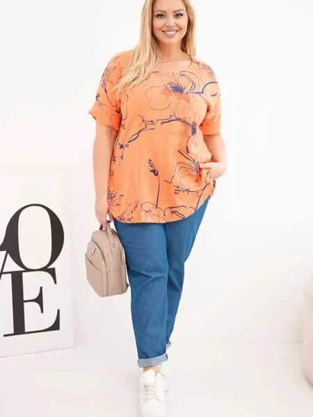 Top Kesi Włoski cu mâneci scurte albastru