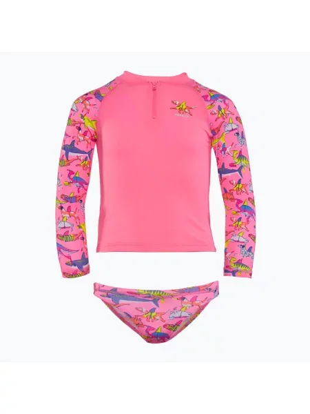 Детски бански с дълъг ръкав + долнище Funkita Zippy Rashie & Brief learner lane розово