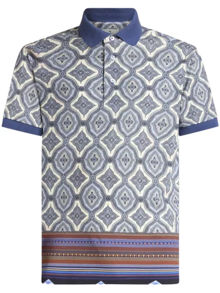 Tricou polo Etro cu imagine cu imprimeu geometric albastru