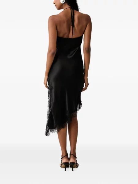 Rochie Bardot asimetrică din dantelă negru