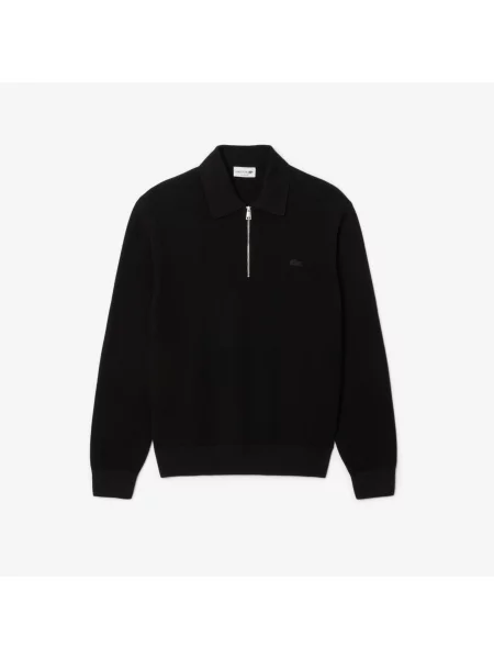 Lacoste Sweter Z Kołnierzem Polo Z Mieszanki Bawełny I Wełny czarny