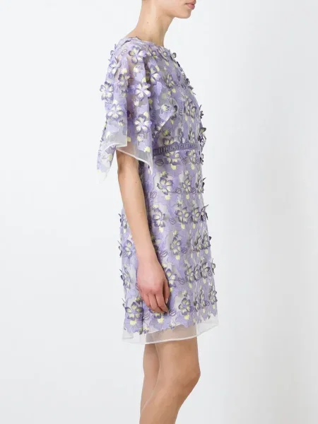 Rochie Giamba cu broderie cu model floral transparente roz
