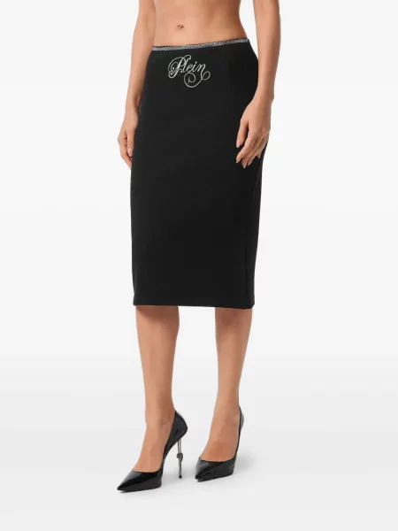 Fustă midi Philipp Plein până la genunchi negru