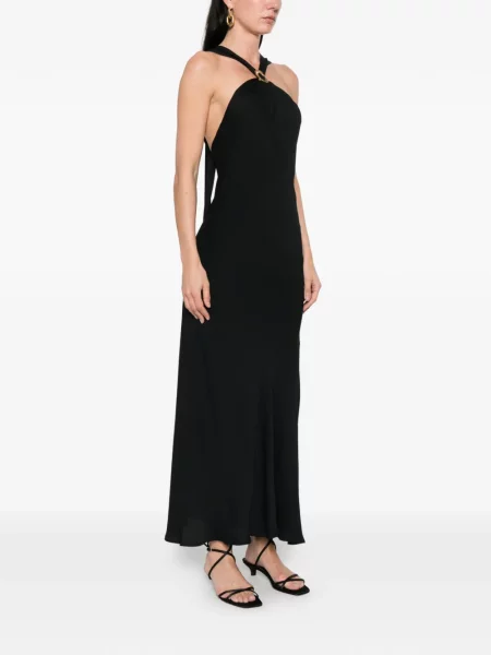 Rochie maxi Forte_forte cu gât halter negru