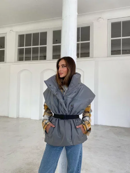 Жилет з утеплювачем Milirud штучна шкіра сірий