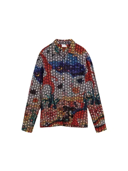 Desigual Cămașă albastru cobalt / galben / deschis / roșu gri