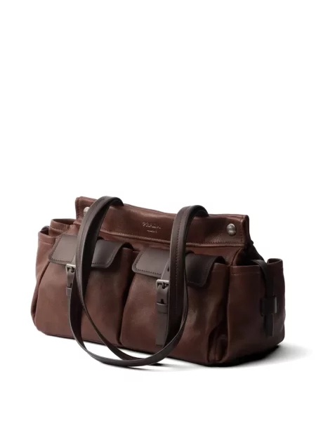 Geantă shopper Prada din piele maro