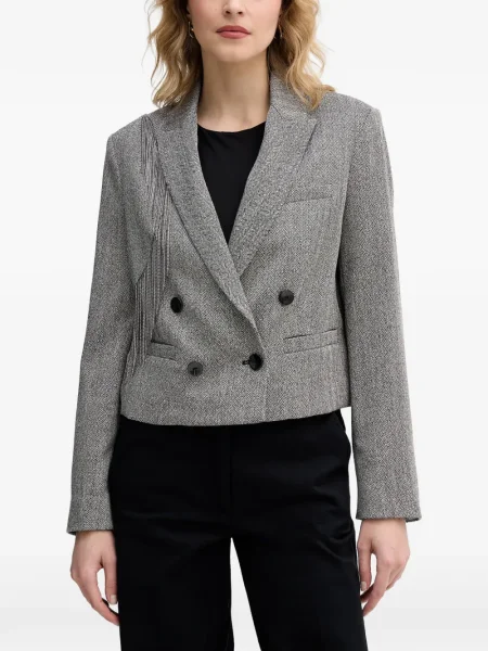 Geacă Sisley cu model herringbone gri