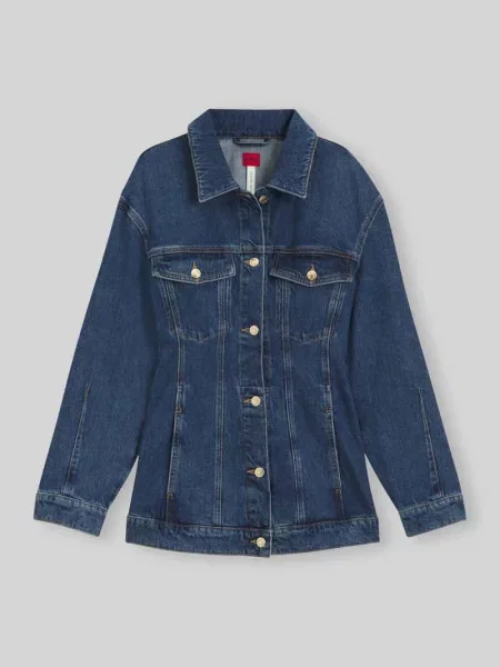 Kurtka jeansowa o kroju slim fit z czystej bawełny model HUGO granatowa