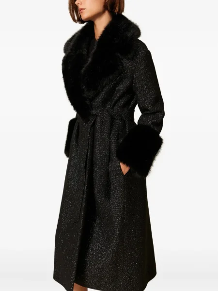 Palton de blană Twinset negru