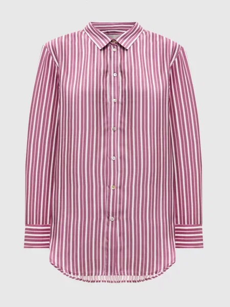 Блуза London із шовку в смужку Asceno рожева