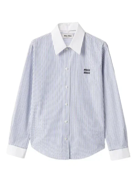 Haftowana koszula Miu Miu w paski niebieska