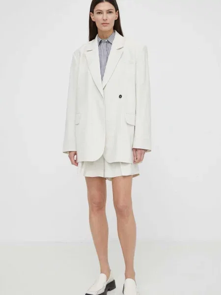 Піджак Herskind Verner двобортний однотонний бежевий