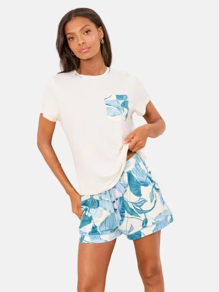 Lipsy Pantaloni scurți crem / cyan / deschis albastru