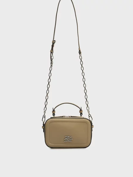 Шкіряна сумка Karl Lagerfeld K/Autograph з автографом бежева
