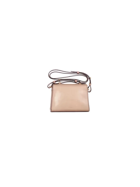 Torebka crossbody The Bridge skórzana z logo beżowa
